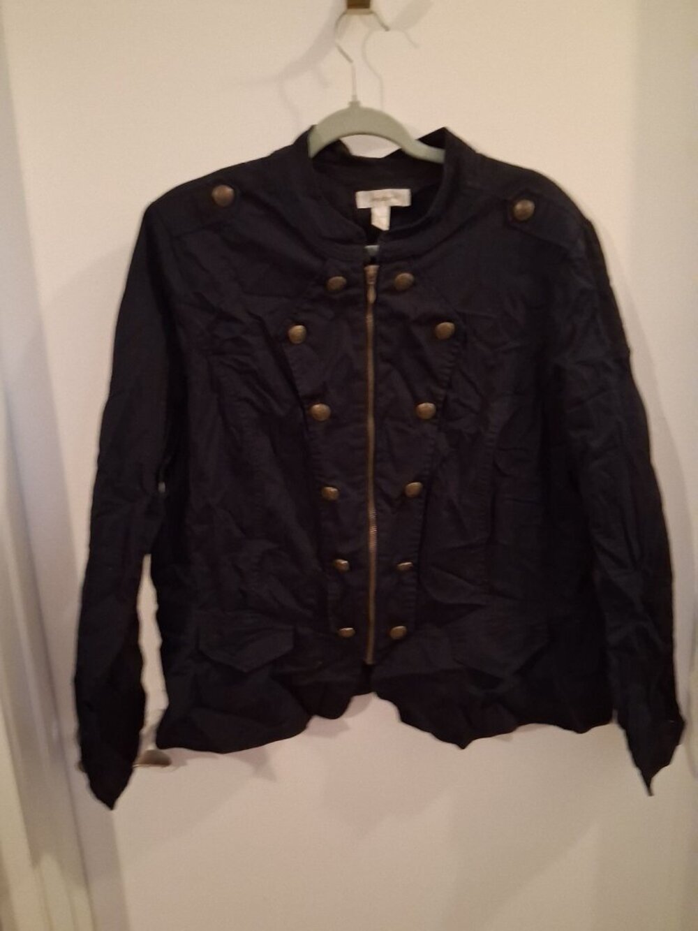 Dressbarn Cotton Jacket Edgy Preppy Casual Black Women's Size 2X BF1